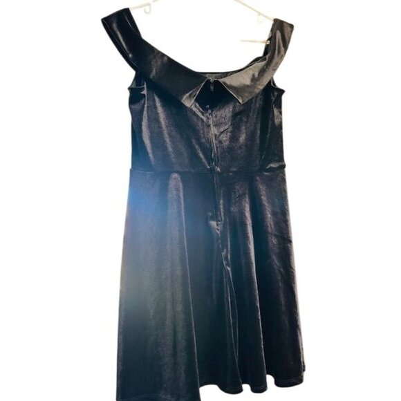Trixxie New Feminine Velvet Sleeveless A-Line Satin Collar & Zipper Back Dress L - Picture 2 of 7